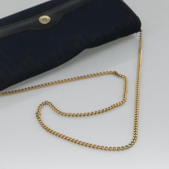 Christian Dior Trotter Canvas Chain Shoulder Bag Navy Auth MY380
