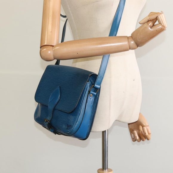 LOUIS VUITTON Epi Cartouchiere MM Shoulder Bag Blue M52245 LV Auth MY384
