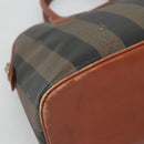FENDI Pecan Canvas Hand Bag PVC Brown Gold Auth MY398-14