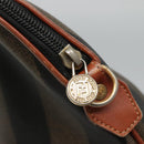 FENDI Pecan Canvas Hand Bag PVC Brown Gold Auth MY398-10
