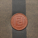 FENDI Pecan Canvas Hand Bag PVC Brown Gold Auth MY398-17