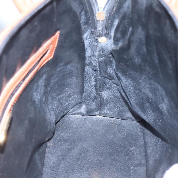 FENDI Pecan Canvas Hand Bag PVC Brown Gold Auth MY398