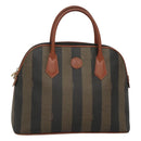 FENDI Pecan Canvas Hand Bag PVC Brown Gold Auth MY398-1