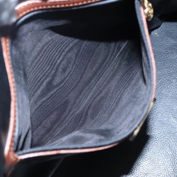 FENDI Pecan Canvas Hand Bag PVC Brown Gold Auth MY398