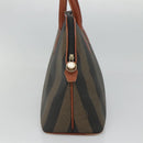 FENDI Pecan Canvas Hand Bag PVC Brown Gold Auth MY398-3