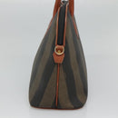 FENDI Pecan Canvas Hand Bag PVC Brown Gold Auth MY398-4