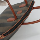 FENDI Pecan Canvas Hand Bag PVC Brown Gold Auth MY398-6