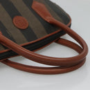 FENDI Pecan Canvas Hand Bag PVC Brown Gold Auth MY398-7
