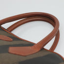 FENDI Pecan Canvas Hand Bag PVC Brown Gold Auth MY398-8