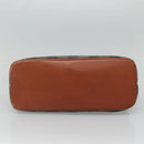 FENDI Pecan Canvas Hand Bag PVC Brown Gold Auth MY398-5