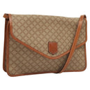 CELINE Macadam Canvas Shoulder Bag Beige Gold Auth MY407-1