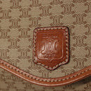 CELINE Macadam Canvas Shoulder Bag Beige Gold Auth MY407-14