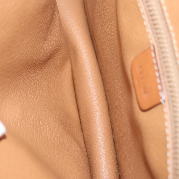CELINE Macadam Canvas Shoulder Bag Beige Gold Auth MY407