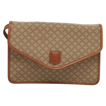 CELINE Macadam Canvas Shoulder Bag Beige Gold Auth MY407 - 0