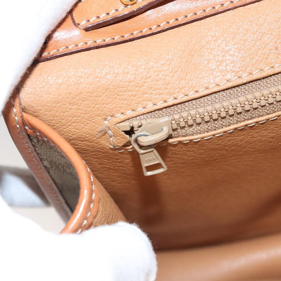 CELINE Macadam Canvas Shoulder Bag Beige Gold Auth MY407