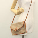 CELINE Macadam Canvas Shoulder Bag Beige Gold Auth MY407-23