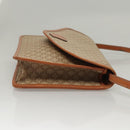 CELINE Macadam Canvas Shoulder Bag Beige Gold Auth MY407-4