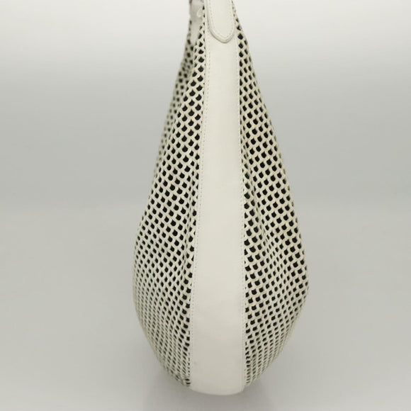 Christian Dior Shoulder Bag Leather White Auth MY419