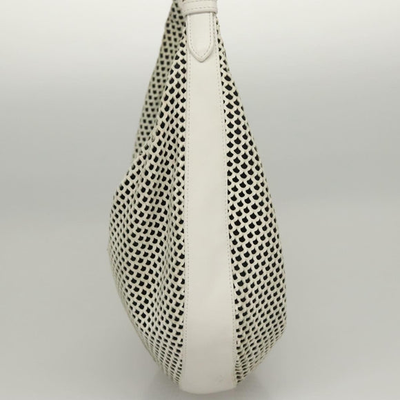 Christian Dior Shoulder Bag Leather White Auth MY419