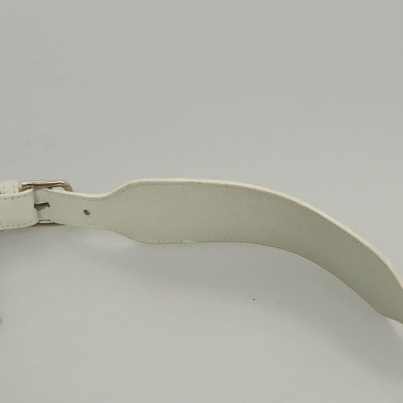 Christian Dior Shoulder Bag Leather White Auth MY419