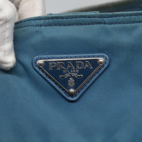 PRADA Hand Bag Nylon Blue Auth MY446