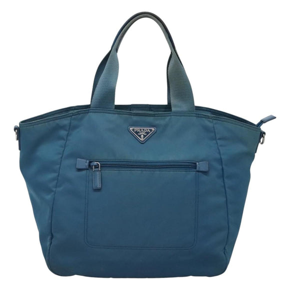 PRADA Hand Bag Nylon Blue Auth MY446