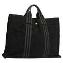 HERMES Fourre Tout MM Hand Bag Canvas Black Auth MY447-1