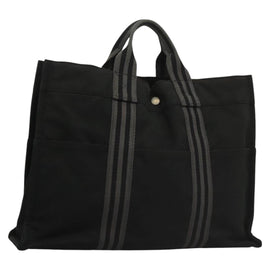 HERMES Fourre Tout MM Hand Bag Canvas Black Auth MY447