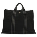 HERMES Fourre Tout MM Hand Bag Canvas Black Auth MY447-2