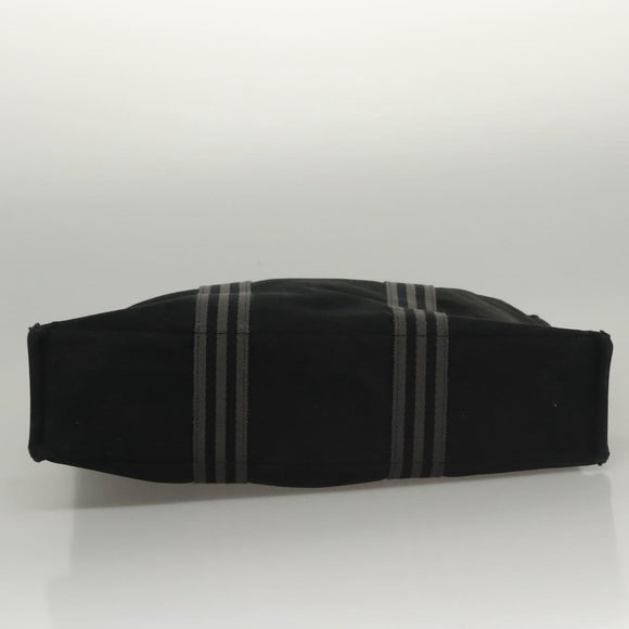 HERMES Fourre Tout MM Hand Bag Canvas Black Auth MY447