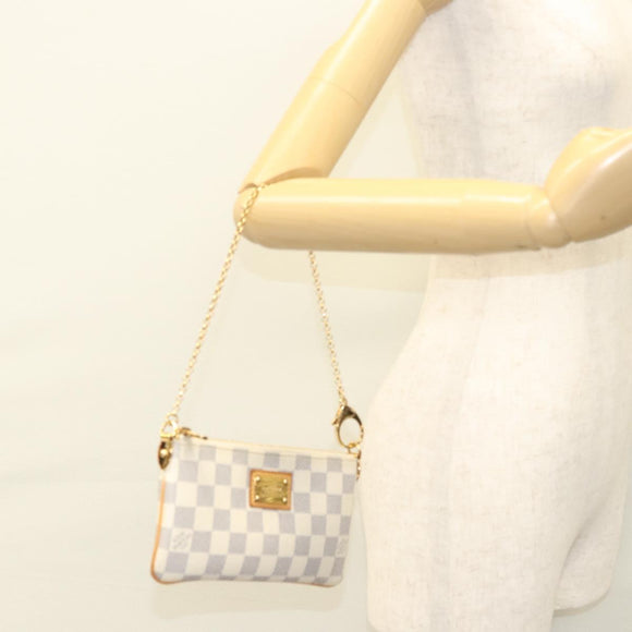 LOUIS VUITTON Damier Azur Pochette Mira MM Accessory Pouch N60027 LV Auth MY486A