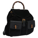GUCCI Bamboo Backpack Suede Leather Black Gold 003 58 0016 Auth nb007-1