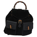 GUCCI Bamboo Backpack Suede Leather Black Gold 003 58 0016 Auth nb007-13