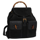 GUCCI Bamboo Backpack Suede Leather Black Gold 003 2058 0016 Auth nb010-1