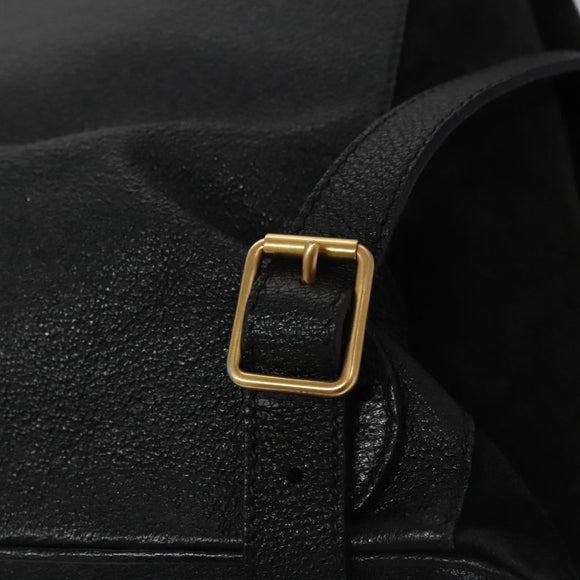 GUCCI Bamboo Backpack Suede Leather Black Gold 003 2058 0016 Auth nb010