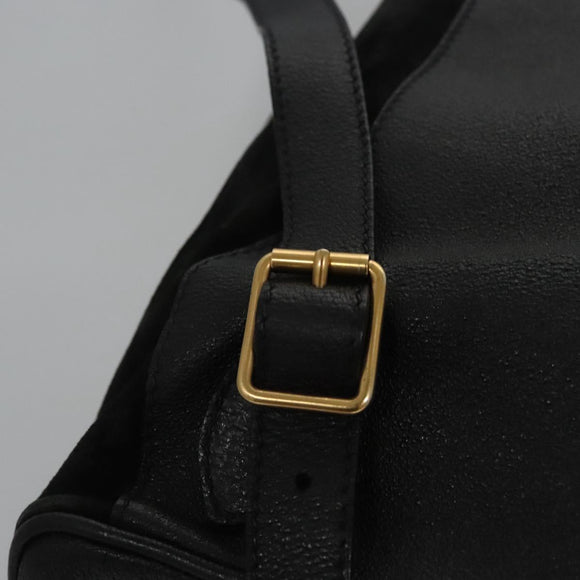 GUCCI Bamboo Backpack Suede Leather Black Gold 003 2058 0016 Auth nb010