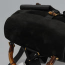 GUCCI Bamboo Backpack Suede Leather Black Gold 003 2058 0016 Auth nb010-6