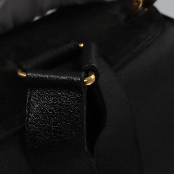 GUCCI Bamboo Backpack Suede Leather Black Gold 003 2058 0016 Auth nb010