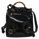 GUCCI Bamboo Backpack Patent leather Black 003 2058 0030 Auth nb014-2