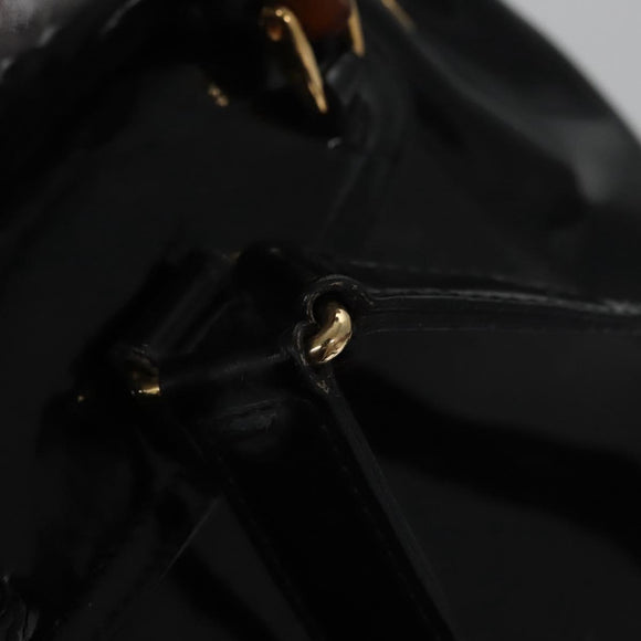 GUCCI Bamboo Backpack Patent leather Black 003 2058 0030 Auth nb014