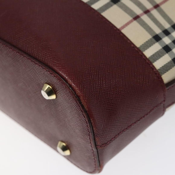 BURBERRY Nova Check Shoulder Bag Canvas Beige Gold Auth nb028