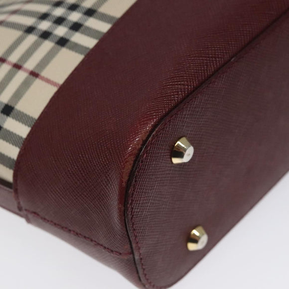 BURBERRY Nova Check Shoulder Bag Canvas Beige Gold Auth nb028