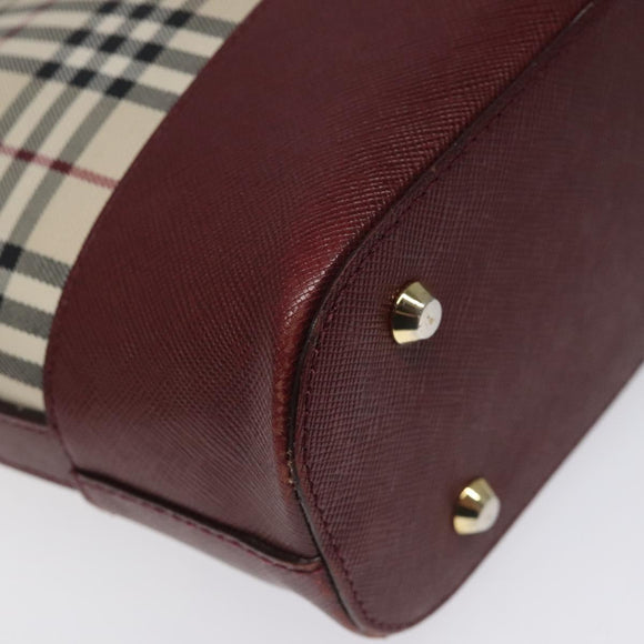 BURBERRY Nova Check Shoulder Bag Canvas Beige Gold Auth nb028