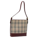BURBERRY Nova Check Shoulder Bag Canvas Beige Gold Auth nb028-1
