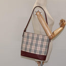 BURBERRY Nova Check Shoulder Bag Canvas Beige Gold Auth nb028-21