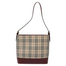 BURBERRY Nova Check Shoulder Bag Canvas Beige Gold Auth nb028-13
