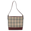 BURBERRY Nova Check Shoulder Bag Canvas Beige Gold Auth nb028-2