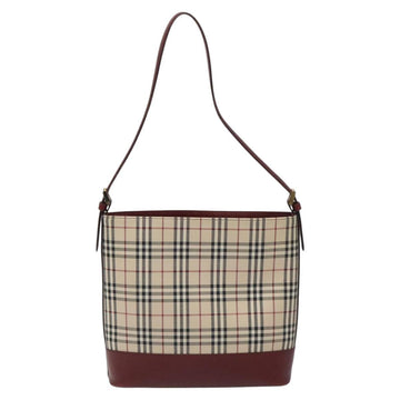 BURBERRY Nova Check Shoulder Bag Canvas Beige Gold Auth nb028 - 0