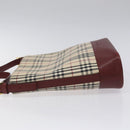 BURBERRY Nova Check Shoulder Bag Canvas Beige Gold Auth nb028-4