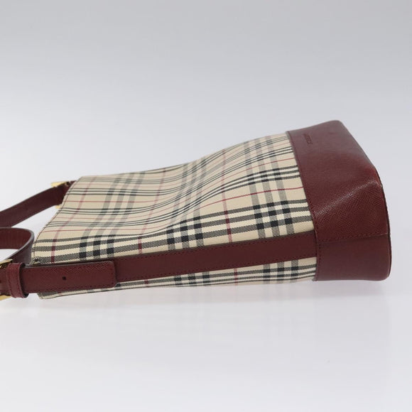 BURBERRY Nova Check Shoulder Bag Canvas Beige Gold Auth nb028